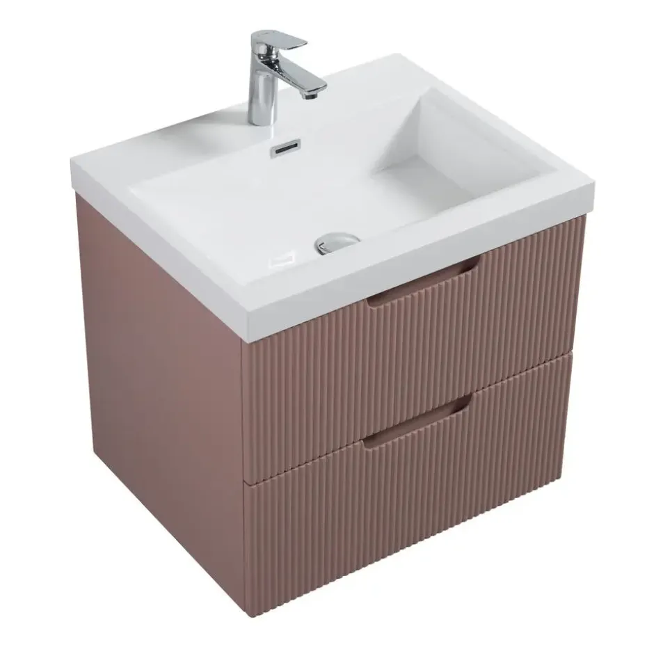 Badplaats Badkamermeubel Set Thermis 60cm - Roze - Badmeubel met Wastafel