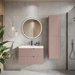 Badplaats Badkamermeubel Set Thermis 60cm - Roze - Badmeubel met Wastafel