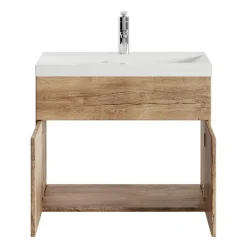 Badplaats Badkamermeubel Montreal 60 x 35 cm – Bruin Eiken – Wastafel met