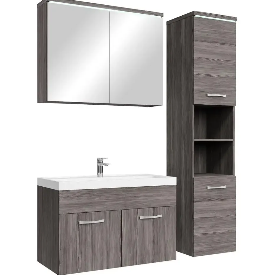 Badplaats Badkamermeubel Set Paso 80 x 40 cm - Grijs Eiken - Badmeubel met