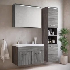 Badplaats Badkamermeubel Set Paso 80 x 40 cm - Grijs Eiken - Badmeubel met