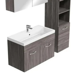 Badplaats Badkamermeubel Set Paso 80 x 40 cm - Grijs Eiken - Badmeubel met