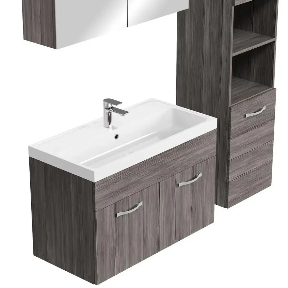 Badplaats Badkamermeubel Set Paso 80 x 40 cm - Grijs Eiken - Badmeubel met