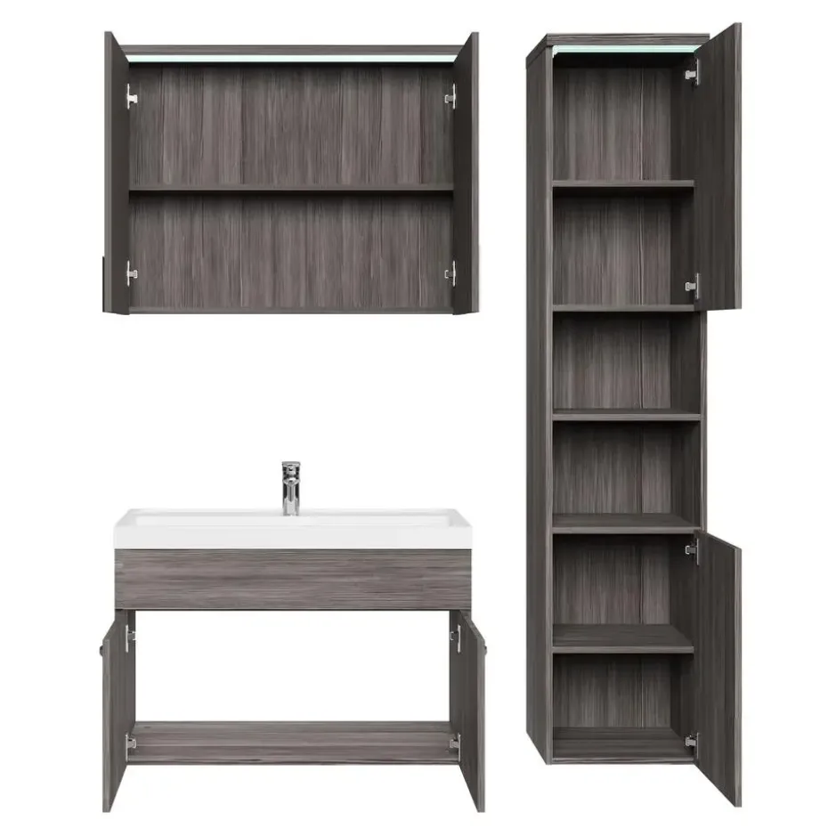 Badplaats Badkamermeubel Set Paso 80 x 40 cm - Grijs Eiken - Badmeubel met