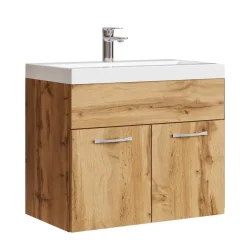 Badplaats Badkamermeubel Montreal 60 x 35 cm – Eiken – Wastafel met Onderkast