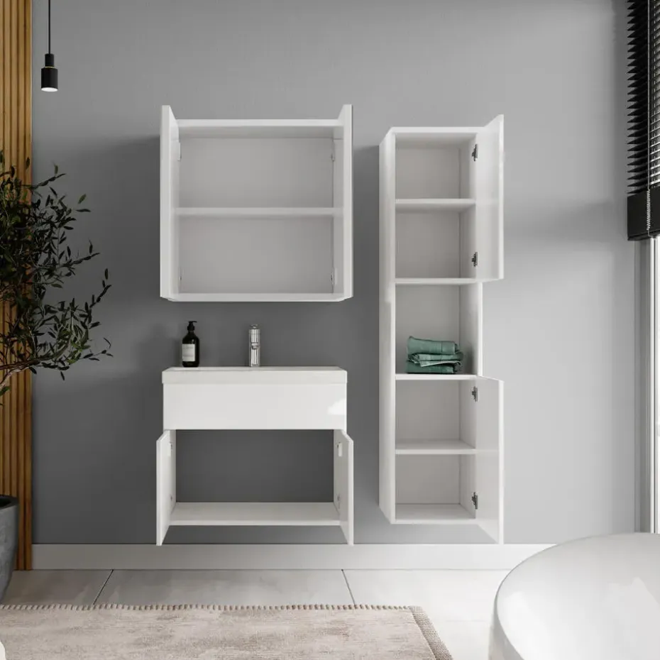 Badplaats Badkamermeubel Set Montreal 60 cm - Wit Hoogglans - Badmeubel met