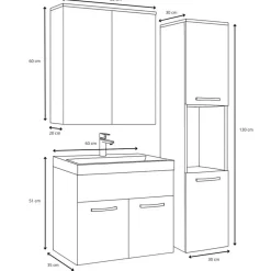 Badplaats Badkamermeubel Set Montreal 60 cm - Wit Hoogglans - Badmeubel met