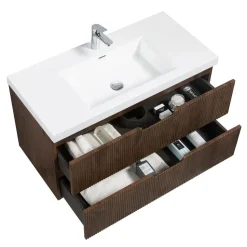 Badplaats Badkamermeubel Set Thermis 100cm - Walnoot Bruin - Badmeubel met