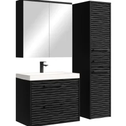 Badplaats Badkamermeubel Set Etna 60 cm – Mat Zwart – Hangend Badmeubel met