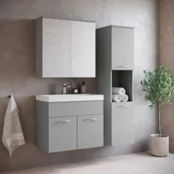 Badplaats Badkamermeubel Set Montreal 60 cm - Mat Grijs - Badmeubel met