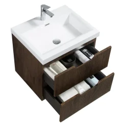 Badplaats Badkamermeubel Set Thermis 60cm - Walnoot Bruin - Badmeubel met