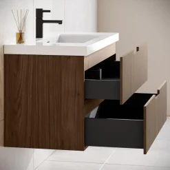 Badplaats Badkamermeubel Set Thermis 60cm - Walnoot Bruin - Badmeubel met