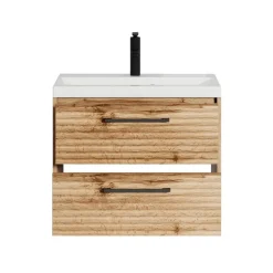 Badplaats Badkamermeubel Set Etna 01 60 cm – Eiken – Hangend Wastafelmeubel met