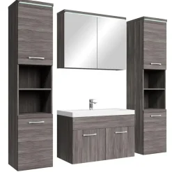 Badplaats Badkamermeubel Set Paso XL 80 x 40 cm - Grijs Eiken - Badmeubel met