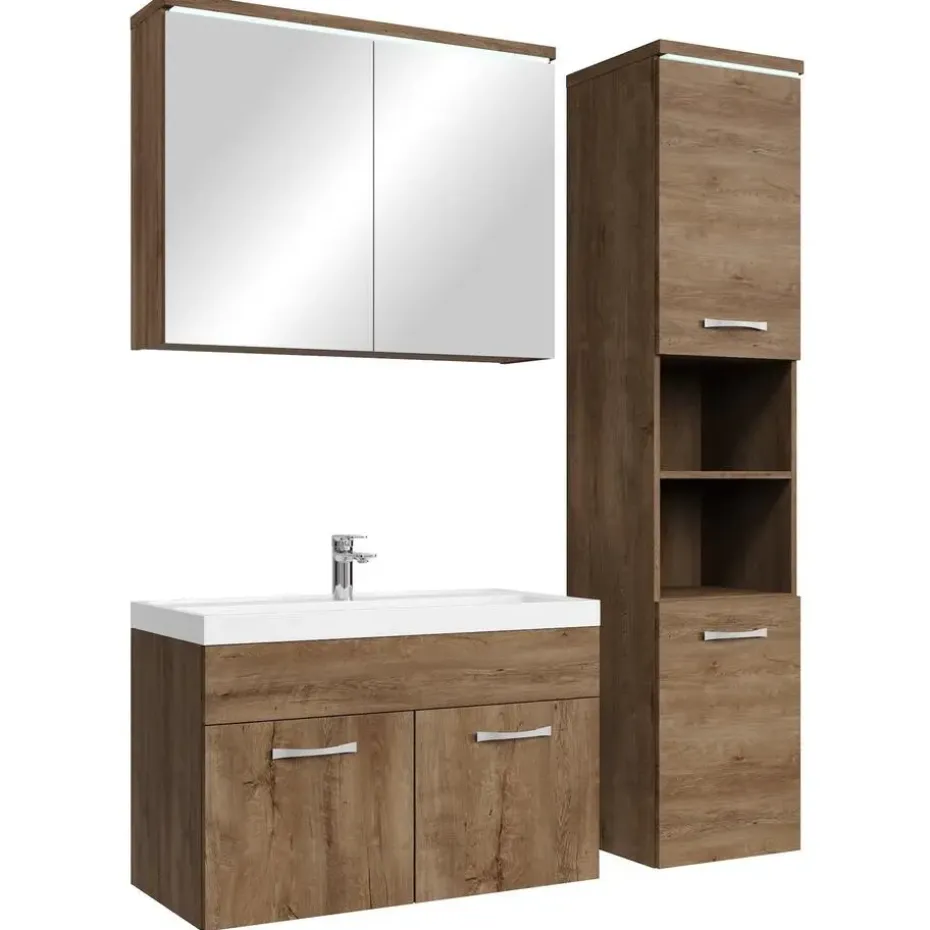 Badplaats Badkamermeubel Set Paso 80 x 40 cm - Bruin Eiken - Badmeubel met