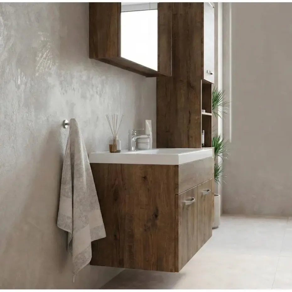 Badplaats Badkamermeubel Set Paso 80 x 40 cm - Bruin Eiken - Badmeubel met