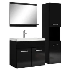 Badplaats Badkamermeubel Set Montreal 60 x 35 cm - Zwart Hoogglans - Badmeubel