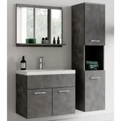 Badplaats Badkamermeubel Montreal 60 x 35 cm – Donker Grijs – Wastafel met