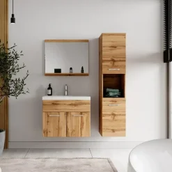 Badplaats Badkamermeubel Set Montreal 60 x 35 cm - Eiken - Badmeubel met spiegel