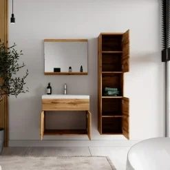 Badplaats Badkamermeubel Set Montreal 60 x 35 cm - Eiken - Badmeubel met spiegel