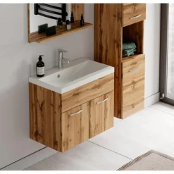 Badplaats Badkamermeubel Set Montreal 60 x 35 cm - Eiken - Badmeubel met spiegel