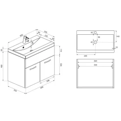 Badplaats Badkamermeubel Montreal Set 02 60 cm – Kastanje Eiken – Hangend Meubel