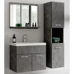 Badplaats Badkamermeubel Set Montreal 60 x 35 cm - Grijs - Badmeubel met spiegel