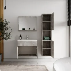 Badplaats Badkamermeubel Set Montreal 60 x 35 cm - Beton Grijs - Badmeubel met