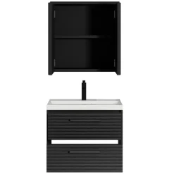 Badplaats Badkamermeubel Set Etna 01 60 cm – Mat Zwart – Hangend Wastafelmeubel