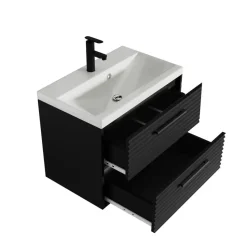Badplaats Badkamermeubel Set Etna 01 60 cm – Mat Zwart – Hangend Wastafelmeubel