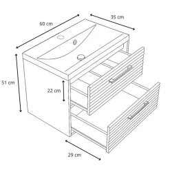 Badplaats Badkamermeubel Set Etna 01 60 cm – Mat Zwart – Hangend Wastafelmeubel
