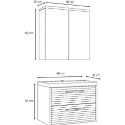 Badplaats Badkamermeubel Set Etna 01 60 cm – Mat Zwart – Hangend Wastafelmeubel