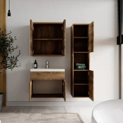 Badplaats Badkamermeubel Set Montreal 60 cm - Bruin Eiken - Badmeubel met