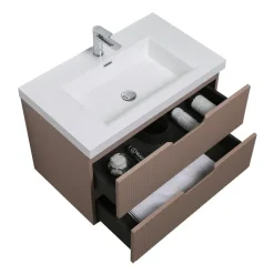 Badplaats Badkamermeubel Set Thermis 80cm - Roze - Badmeubel met Wastafel