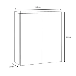 Badplaats Spiegelkast Toledo 60 x 20 x 60 cm - Eiken - Badkamerkast Badkamer