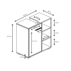 Badplaats Wastafel Onderkast Neptunus 60 x 28 x 60 cm - Eiken met Zwart -