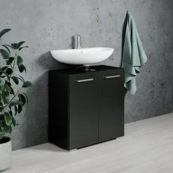 Badplaats Wastafel Onderkast Jupiter 60 x 30 x 60 cm - Zwart - Badkamerkast –
