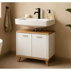 Badplaats Wastafel Onderkast Colima 60 x 28 x 54 cm - Eiken met Wit