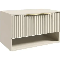 Badplaats Wastafelkast Kelo 80 cm - Beige - Badmeubel met 1 Lade en Open Vak