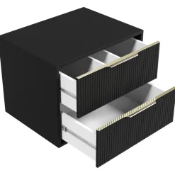 Badplaats Wastafelkast Rimini 60 cm – Mat Zwart – Hangend Badmeubel met 2 Lades