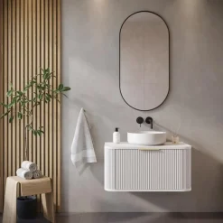 Badplaats Wastafelkast Romero 80 cm - Wit - Badmeubel met 1 Lade en Bovenblad