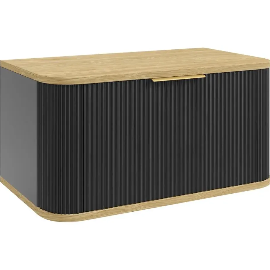 Badplaats Wastafelkast Romero 80 cm - Zwart - Badmeubel met 1 Lade en Bovenblad