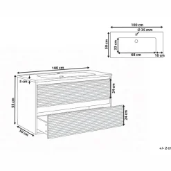 BAHIA - Wandgemonteerd meubel met wasbak - Grijs - MDF