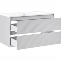 BAHIA - Wandgemonteerd meubel met wasbak - Grijs - MDF