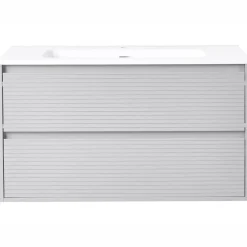 BAHIA - Wandgemonteerd meubel met wasbak - Grijs - MDF