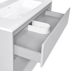 BAHIA - Wandgemonteerd meubel met wasbak - Grijs - MDF