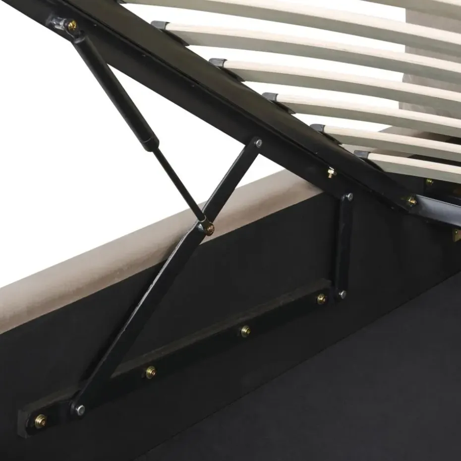 BAJONNA - Bed met opbergruimte - Beige - 160 x 200 cm - Fluweel