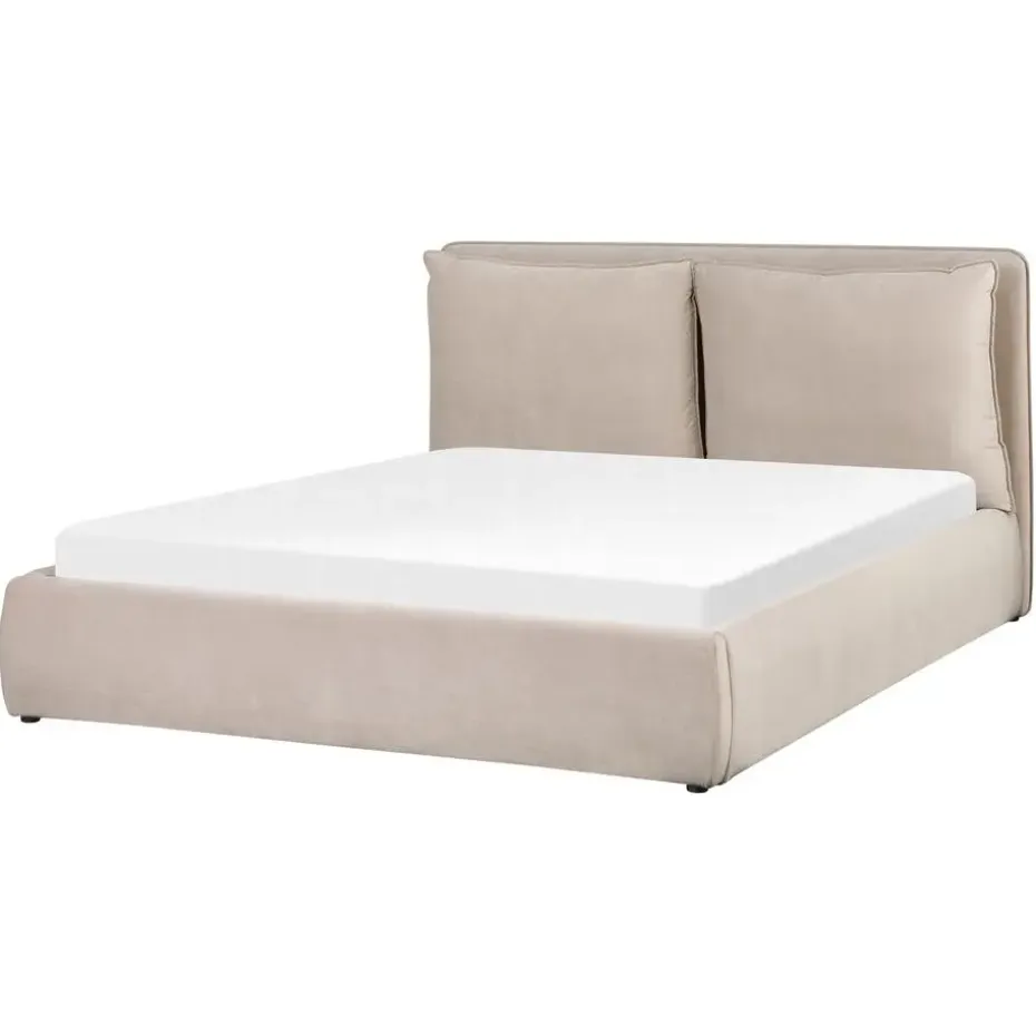 BAJONNA - Bed met opbergruimte - Beige - 160 x 200 cm - Fluweel