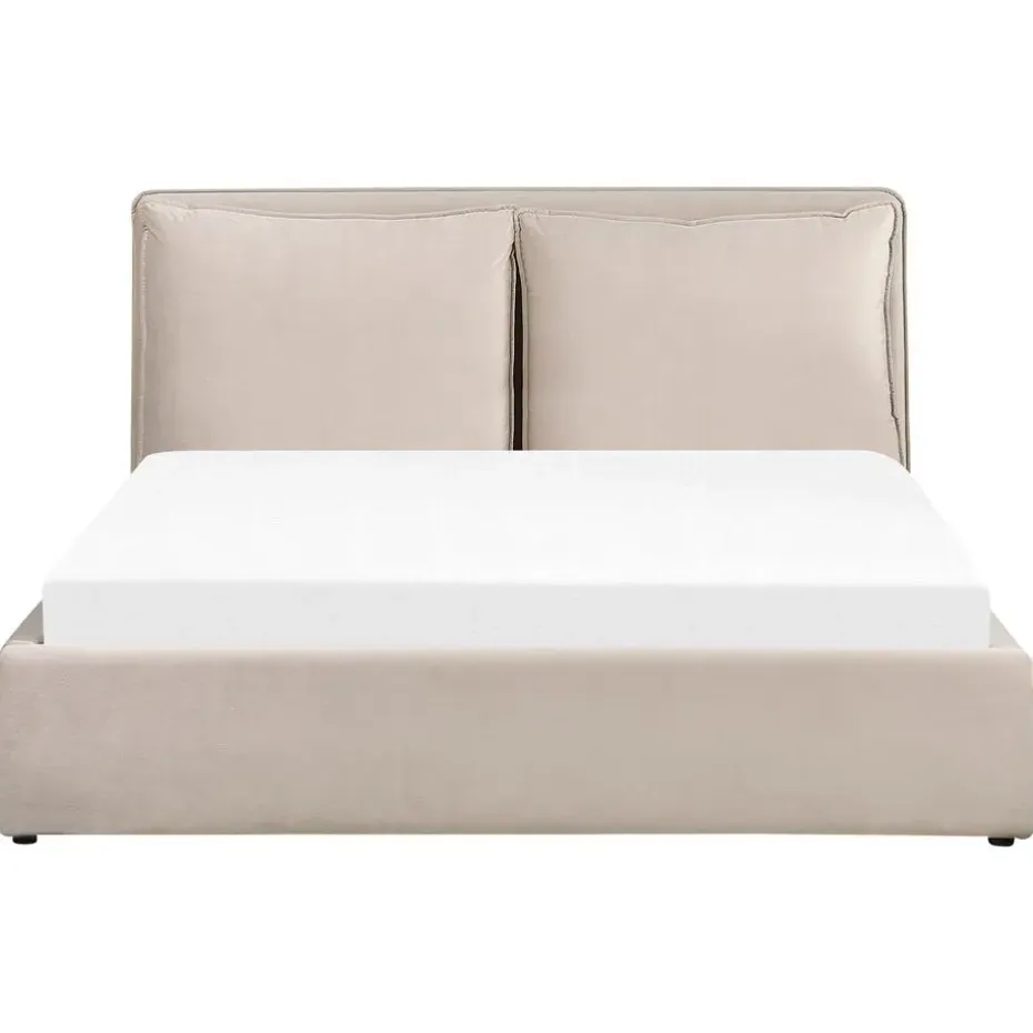 BAJONNA - Bed met opbergruimte - Beige - 160 x 200 cm - Fluweel
