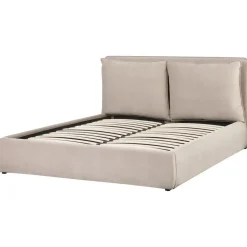 BAJONNA - Bed met opbergruimte - Beige - 160 x 200 cm - Fluweel